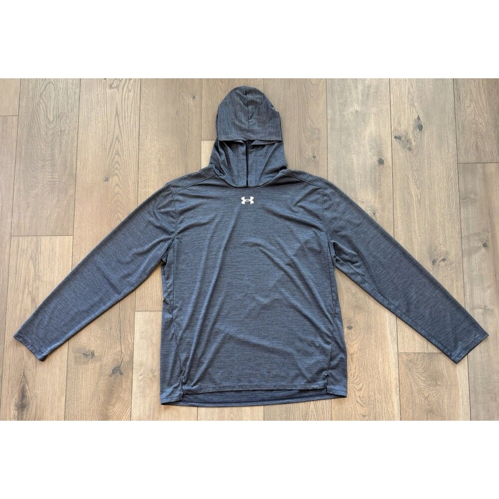 Under Armour Men L Midnight Navy Loose Fit Hooded Long Sleeve Gym Training Shirt